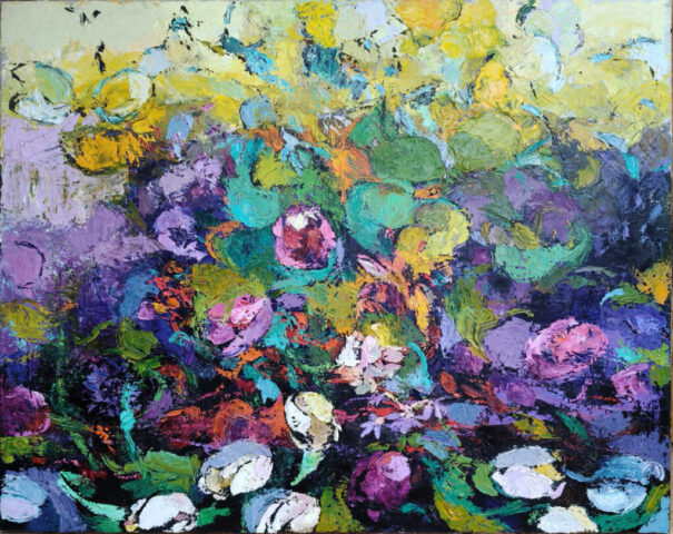 Huone 510: Lampi, 2008, öljy kankaalle. 73 x 92 cm. Kk-erä: 50 €. Hinta: 1200 €.