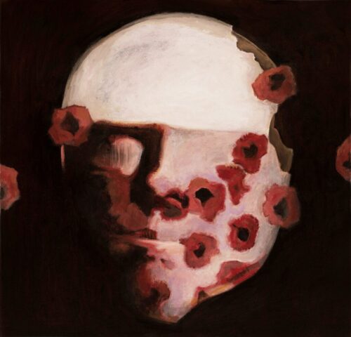 13. Kasvo 18, rituaalisarja_Ritual Series_Face 18_öljy ja akryyli, oil and acrylic_43 x45_2024_web