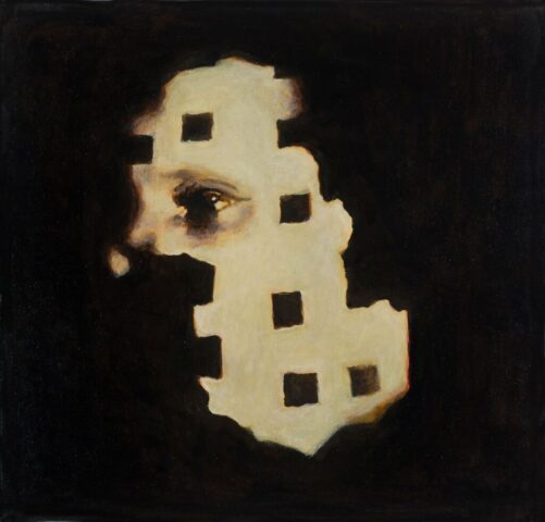 15. Kasvo 13 ,rituaaalisarja_Face 28, Ritual Series_öljy ja akryyli_oil and acrylic_43 x 44_2026_web